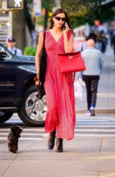 Irina Shayk - Red Maxi Dress In Nyc 10-21-2024 (1)