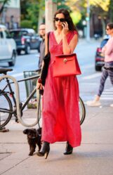 Irina Shayk - Red Maxi Dress In Nyc 10-21-2024 (10)