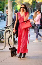 Irina Shayk - Red Maxi Dress In Nyc 10-21-2024 (2)