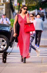 Irina Shayk - Red Maxi Dress In Nyc 10-21-2024 (6)