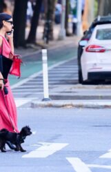 Irina Shayk - Red Maxi Dress In Nyc 10-21-2024 (9)